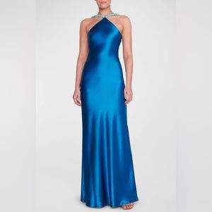 STAUD Cadence Embellished Satin Maxi Dress